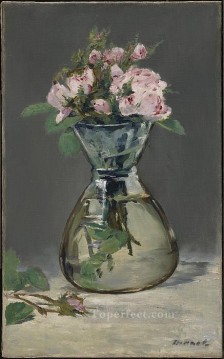 Edouard Manet Painting - Moss Roses In A Vase flower Impressionism Edouard Manet